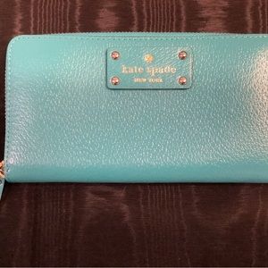 Kate Spade aqua zippered wallet